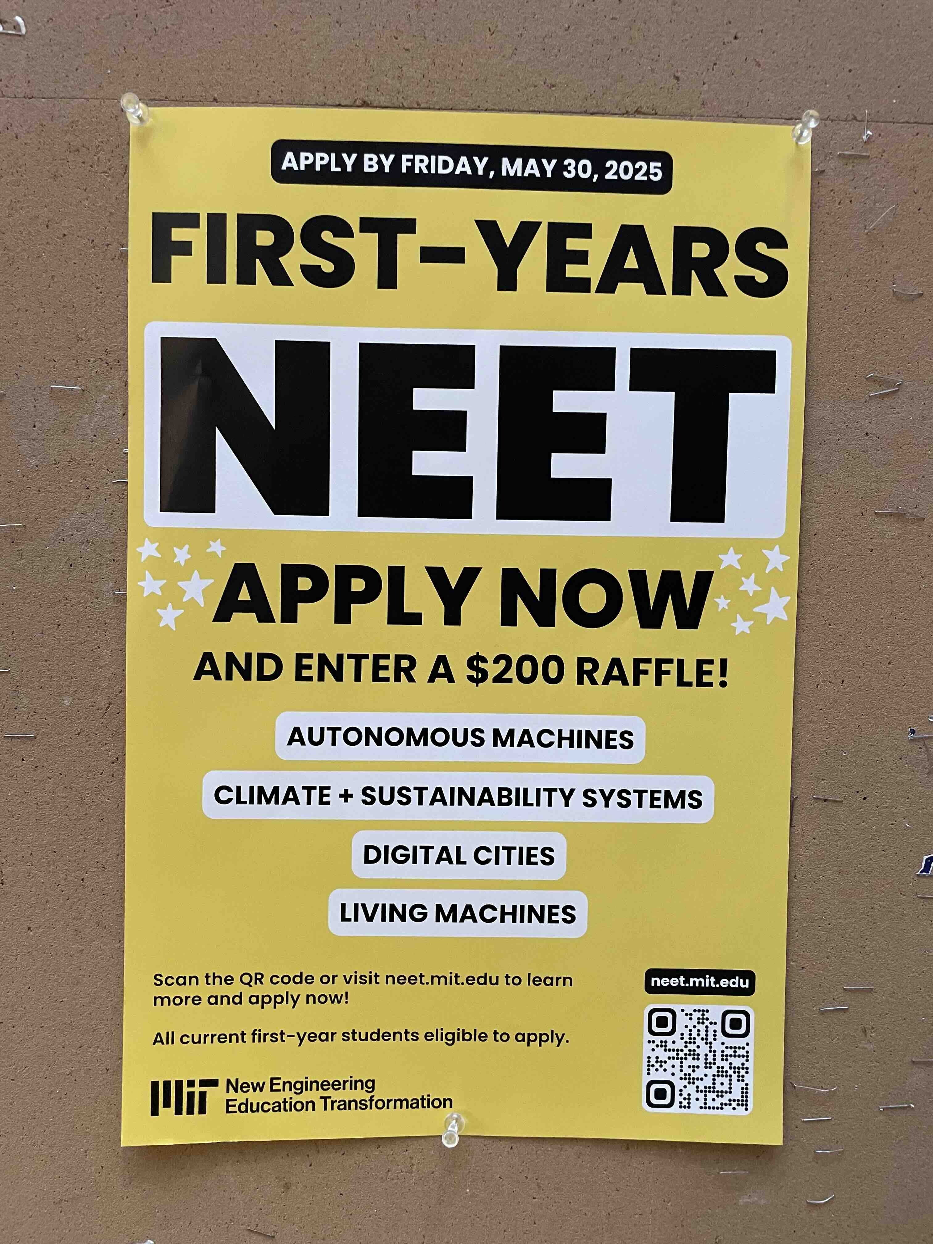 First-years NEET apply now
